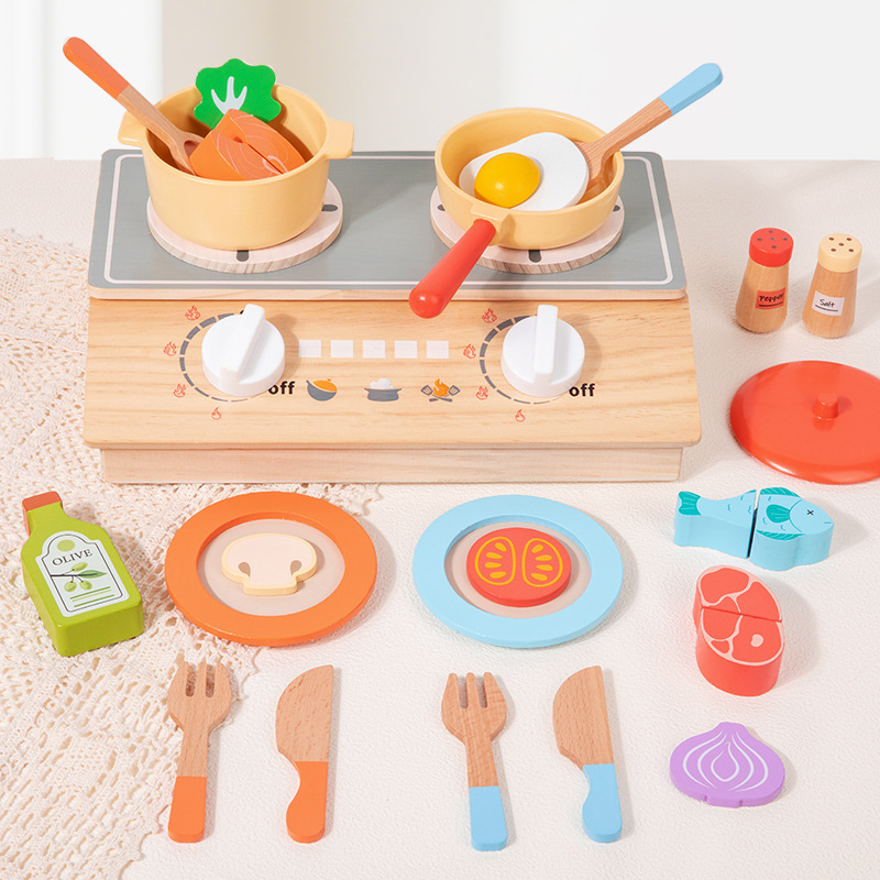 Kids Outdoor Kitchen Accessories - Niedliche Holz-Spielküche für Kinder mit Herd,