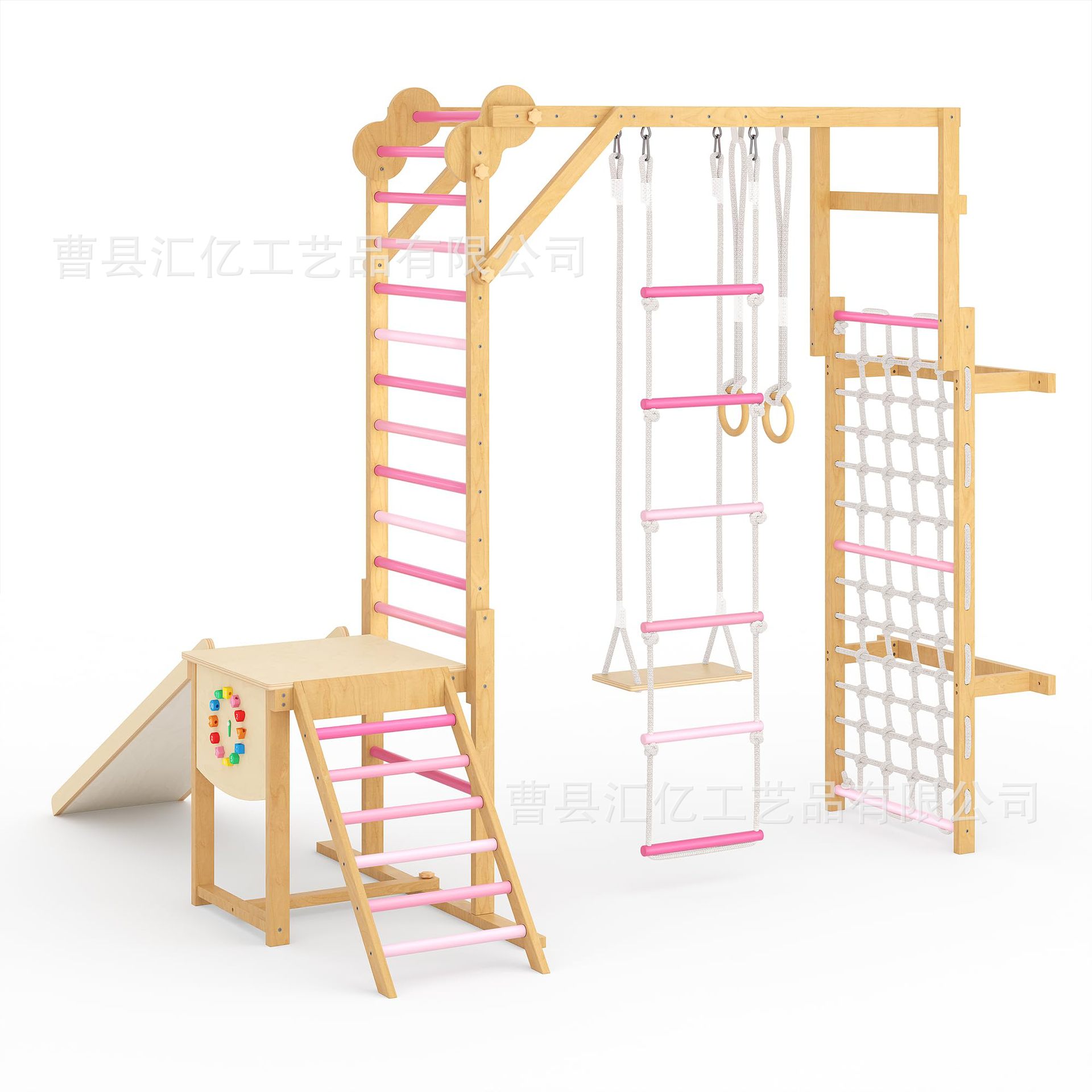 Kids Outdoor Climbing Frame - Indoor-Klettergerüst aus Massivholz für Kinder, Holz-Kletterkombination