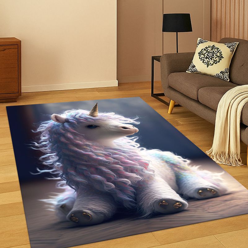 Kids Outdoor Area - Traumhafter Einhorn-Teppich mit Niedlichem Cartoon-Mädchen-Motiv für