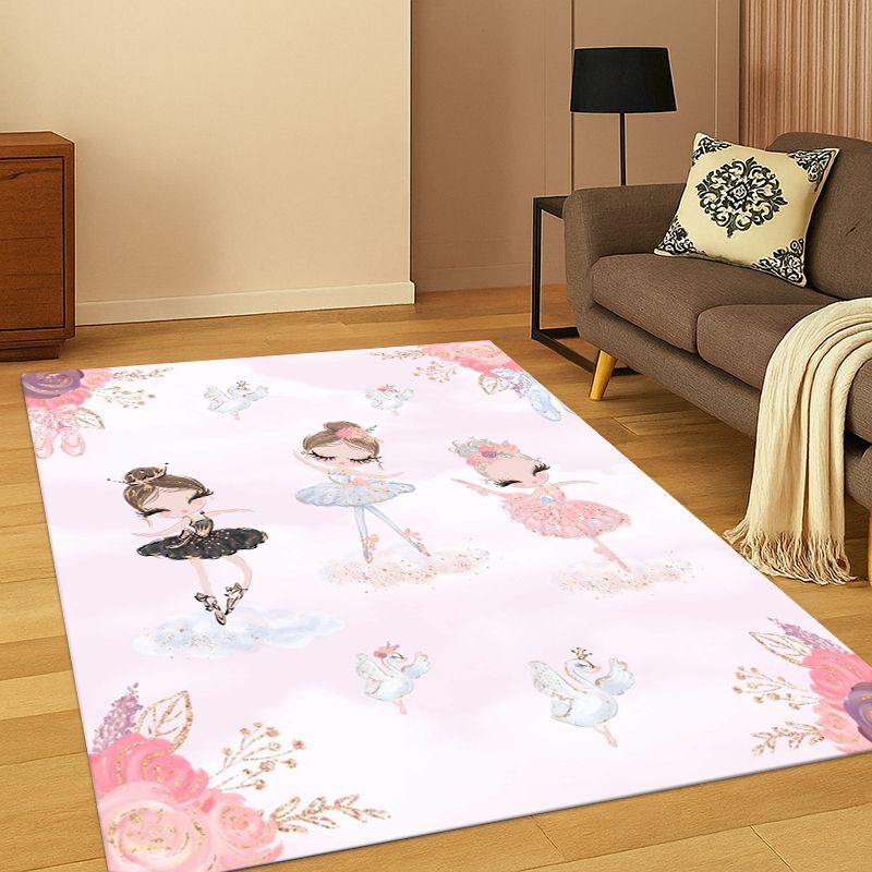 Kids Outdoor Area - Cartoon-Ballett Niedlicher Ballerina-Teppich für Schlafzimmer, Wohnzimmer,