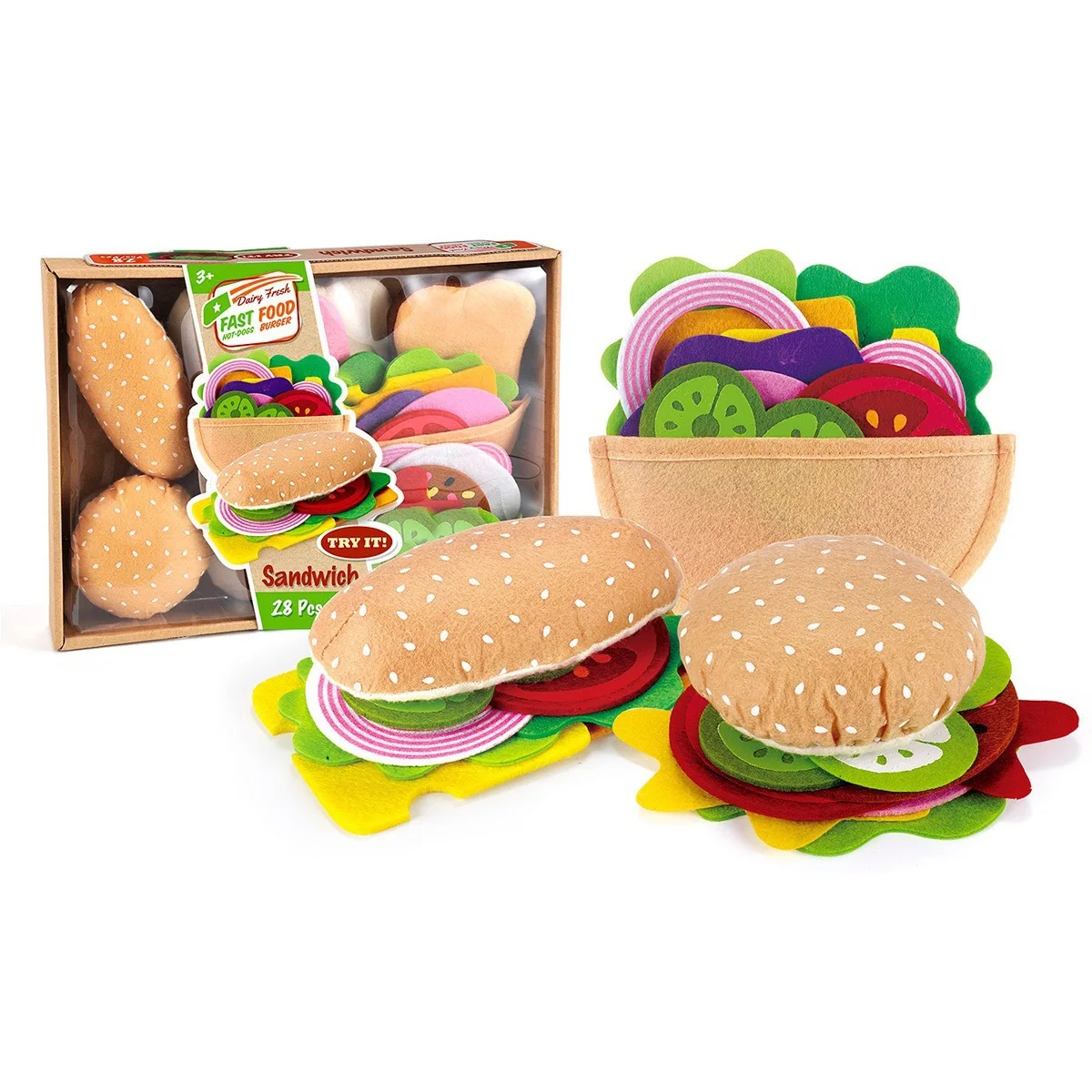Filz-Burger-Sandwich-Set 28/10 – Kids Outdoor Kitchen Accessories Bewertung und Preis